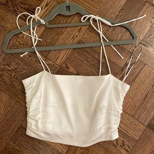Zara White Silk Crop Top